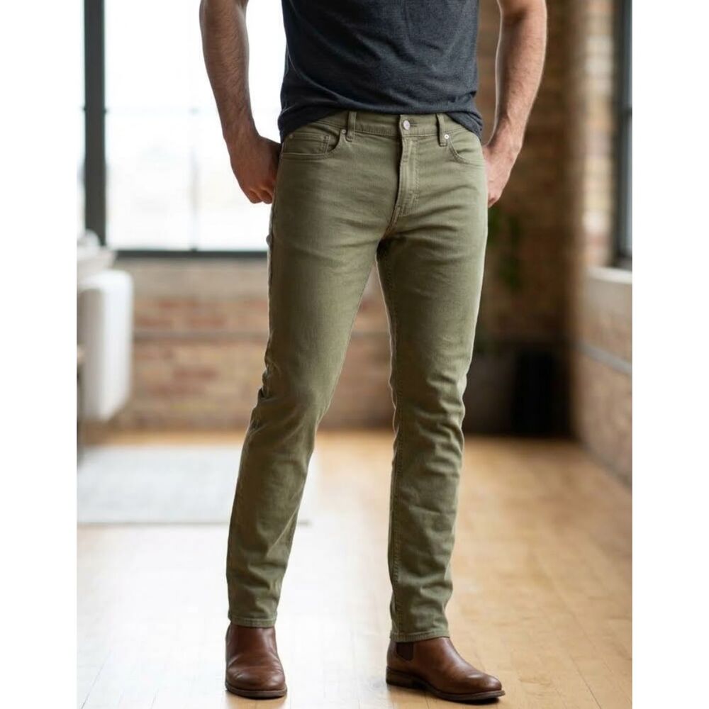 New Banana Republic Slim Skinny Travel Jean Green Men's Size 36 x 32